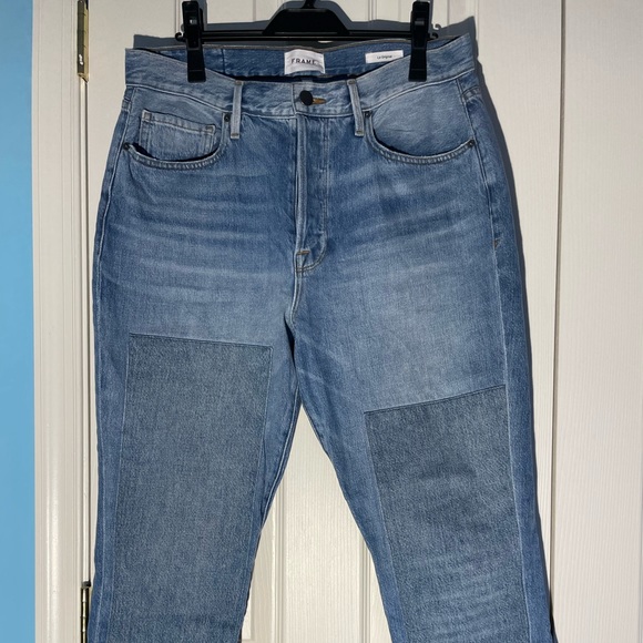 Frame Denim Jeans Le Original Cropped Patchwork Boyfriend Size 32 US size 14 - Picture 10 of 16